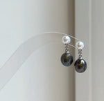 Elly’s 5.9-9.1mm Tahitian ocean white freshwater Pearls Earrings: Extreme luster Mirrored, 2.1cm high, S925 silver earrings.