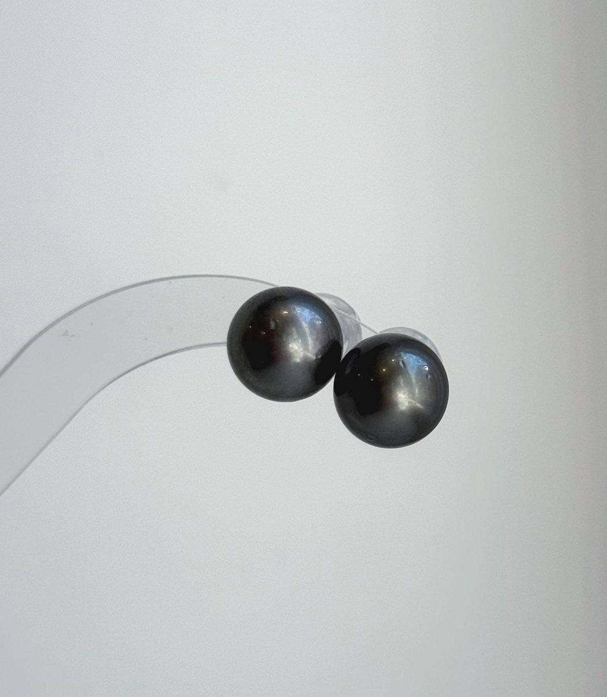 Elly’s 12.3mm Tahitian Black Platinum ocean Pearls Earrings Studs: Extreme luster Mirrored,S925 silver minimalist earrings.