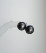 Elly’s 12.3mm Tahitian Black Platinum ocean Pearls Earrings Studs: Extreme luster Mirrored,S925 silver minimalist earrings.