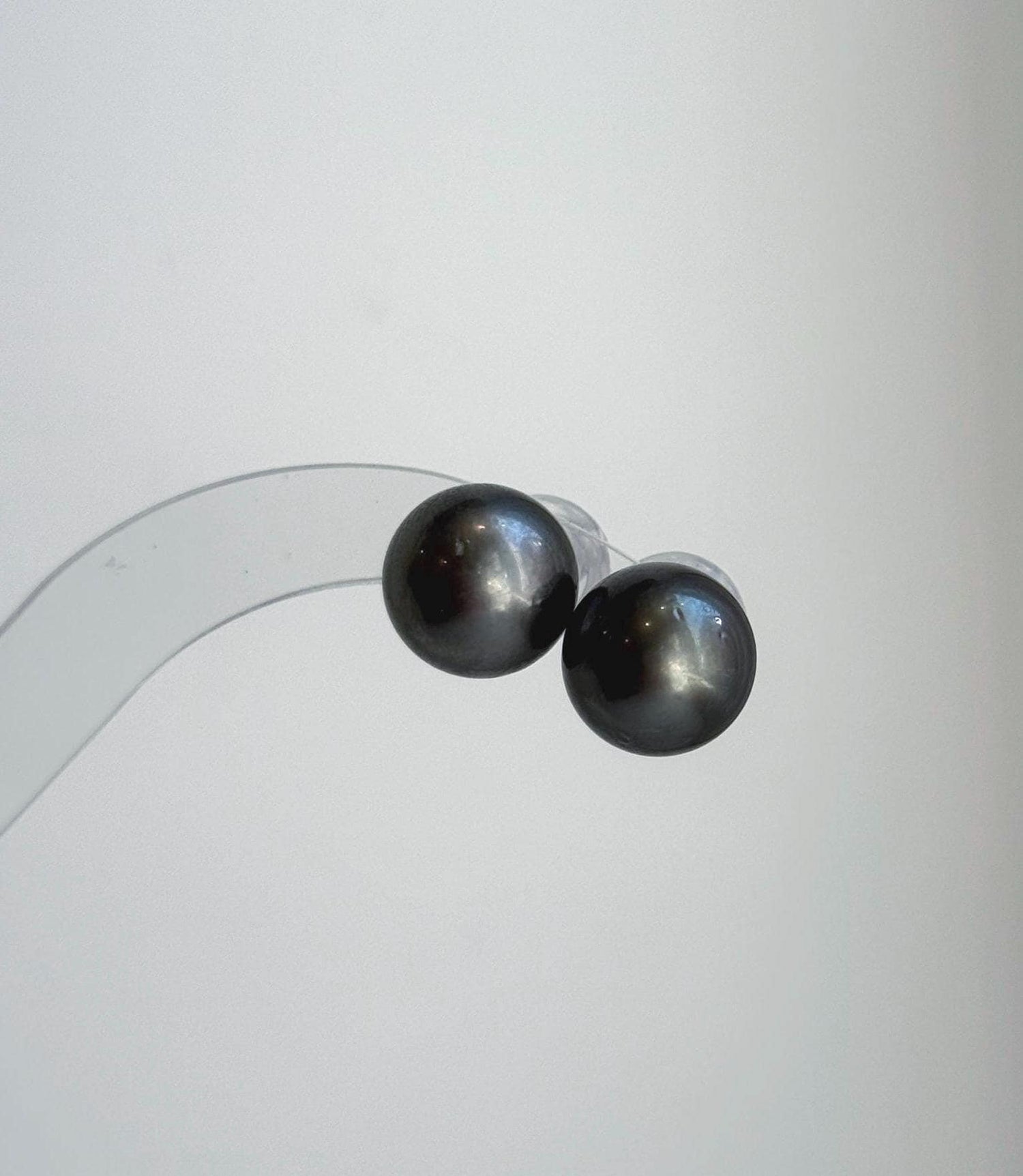 Elly’s 12.3mm Tahitian Black Platinum ocean Pearls Earrings Studs: Extreme luster Mirrored,S925 silver minimalist earrings.