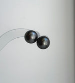 Elly’s 12.3mm Tahitian Black Platinum ocean Pearls Earrings Studs: Extreme luster Mirrored,S925 silver minimalist earrings. black pearls daily office earrings studs for her