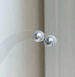 Elly’s 8.7mm Akoya blue silver ocean Pearls Earrings Studs: Extreme luster Mirrored, S925 silver minimalist earring.