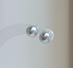 Elly’s 8.7mm Akoya blue silver ocean Pearls Earrings Studs: Extreme luster Mirrored, S925 silver minimalist earring.