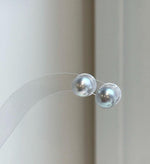 Elly’s 8.7mm Akoya blue silver ocean Pearls Earrings Studs: Extreme luster Mirrored, S925 silver minimalist earring.
