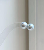 Elly’s 11.2mm White Blue Edison Pearls Earrings studs: Extreme luster Mirrored, S925 silver minimalist earrings.