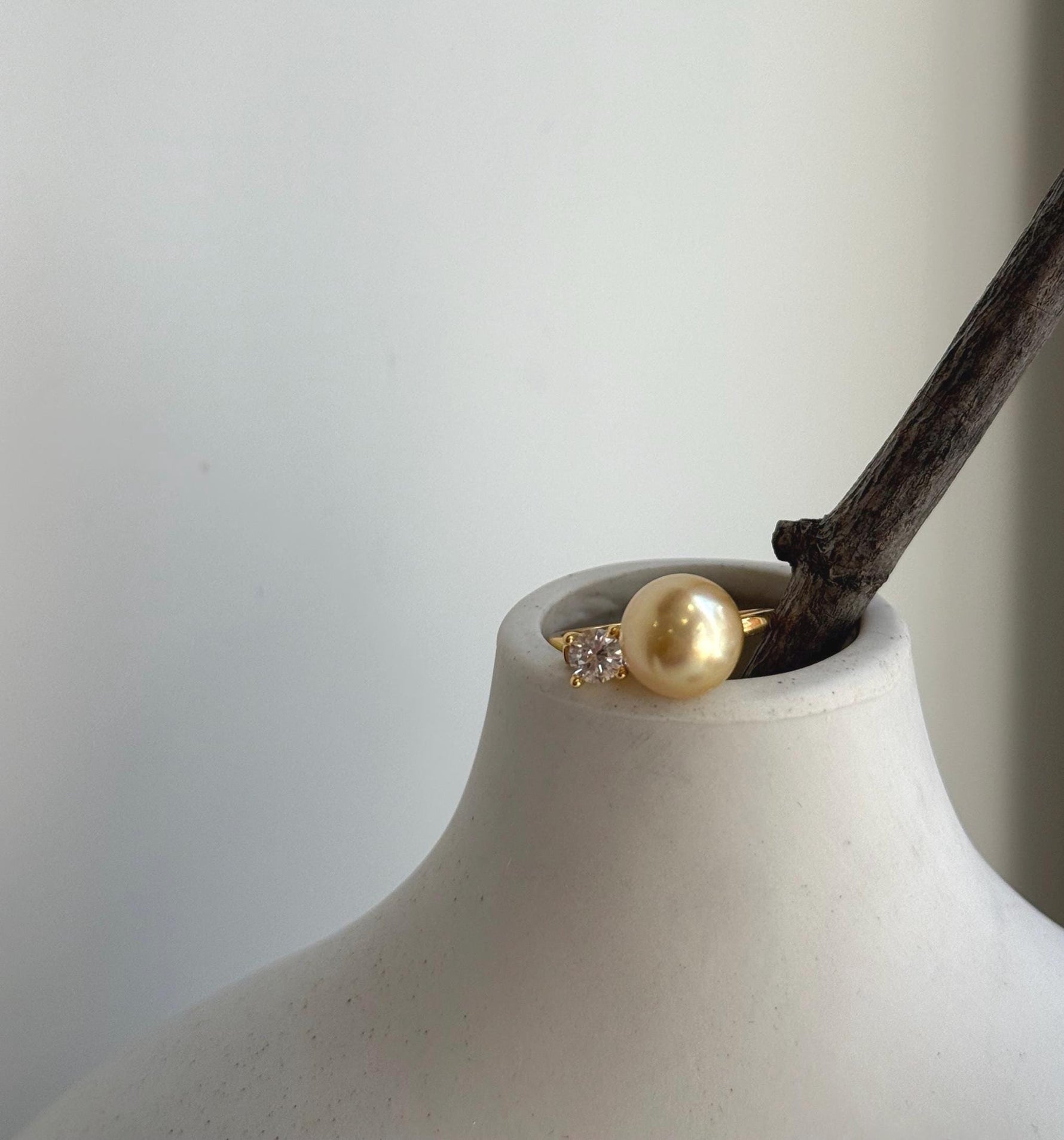 Elly’s 9.6mm South sea deep golden ocean pearl Ring: Extreme luster mirrored, S925 silver with gold plated adjustable floral Ring. high quality golden pearl ring for her