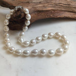 Elly’s 29pcs 10-12.7mm white iridescent Pearls Necklace Strand: Extreme luster mirrored, 17.7”, S925 silver necklace. high quality daily office white pearls necklace for her
