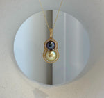 Elly’s 8-10.9mm Genius South Sea golden Tahitian ocean pearl Pendant: Extreme luster, 3.1cm high, S925 Silver Gourd pendant Chain Set.
