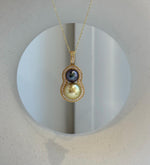 Elly’s 8-10.9mm Genius South Sea golden Tahitian ocean pearl Pendant: Extreme luster, 3.1cm high, S925 Silver Gourd pendant Chain Set. high quality pearls pendant for her birthday