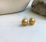 Elly’s 10.4mm Edison ultra gold Pearls Earrings Studs: Extreme luster Mirrored, S925 silver minimalist earrings studs.