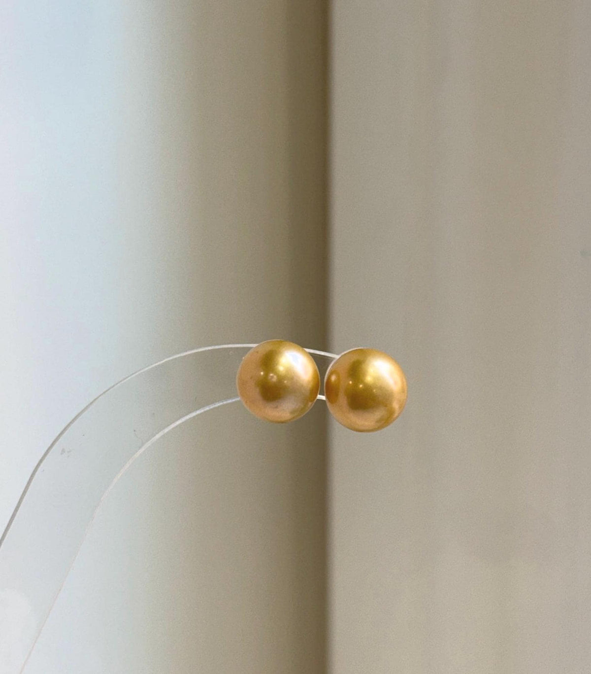 Elly’s 10.4mm Edison ultra gold Pearls Earrings Studs: Extreme luster Mirrored, S925 silver minimalist earrings studs.