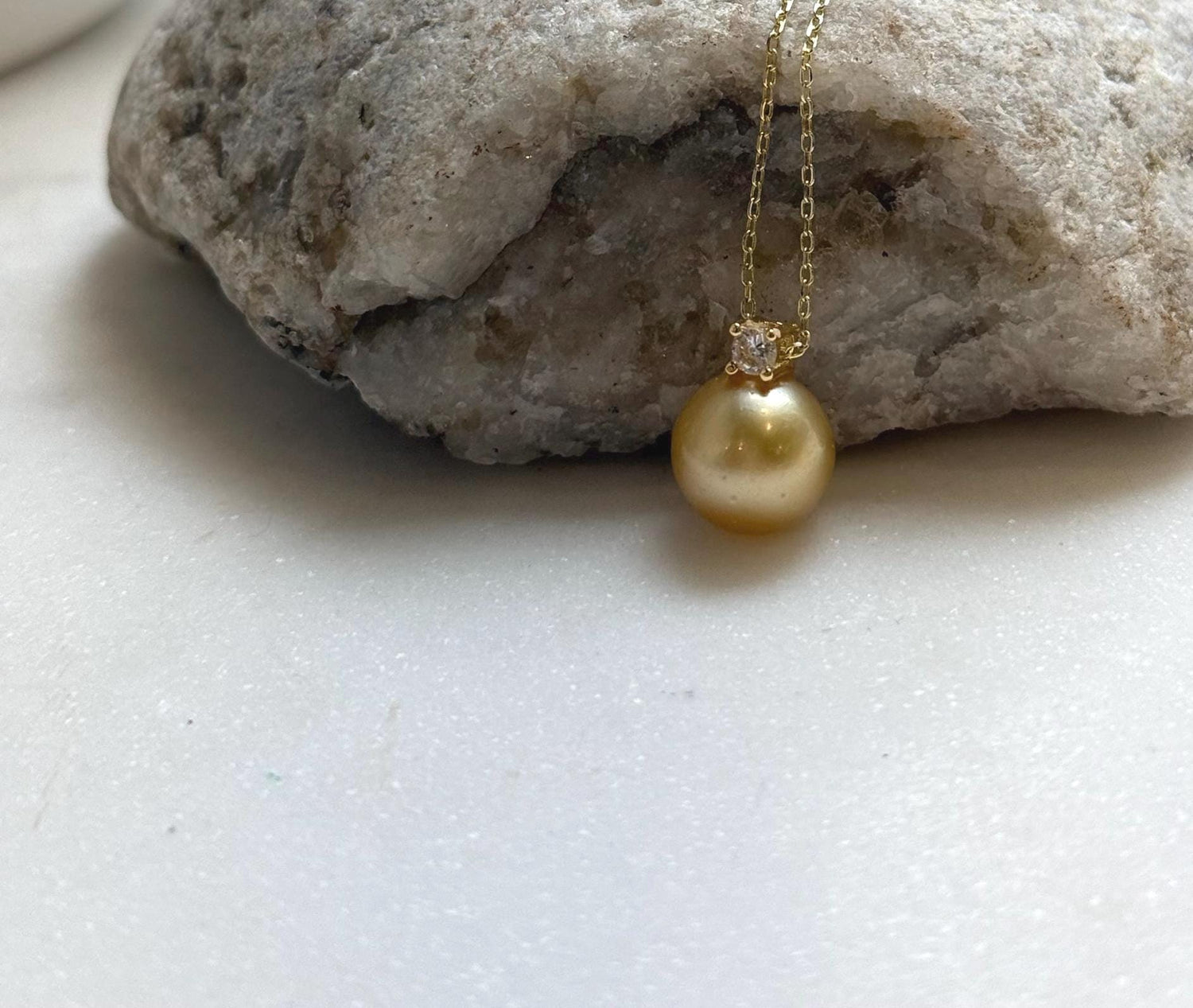 Elly’s 10.4mm Genius South sea deep gold ocean pearl Pendant: Extreme luster, 1.4cm high, s925 silver 18k gold plated pendant.
