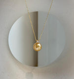 Elly’s 10.4mm Genius South sea deep gold ocean pearl Pendant: Extreme luster, 1.4cm high, s925 silver 18k gold plated pendant.