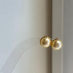 Elly’s 9.4mm Genius South sea Golden ocean Pearls Earrings studs: Extreme luster, 1.3cm high, S925 silver earrings studs.