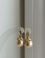 Elly’s 12.4mm Genius South sea Golden ocean Pearls cool Earrings: Extreme luster, 2.4cm high, S925 silver cool earrings. high quality south sea golden ocean pearls earrings for her birthday