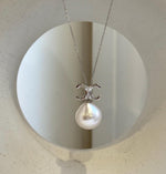 Elly’s 14.3mm Huge Edison white Pearl Vintage Pendant: Extreme luster, 2.3cm high, s925 silver pendant necklace set.
