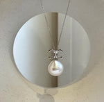 Elly’s 14.3mm Huge Edison white Pearl Vintage Pendant: Extreme luster, 2.3cm high, s925 silver pendant necklace set.