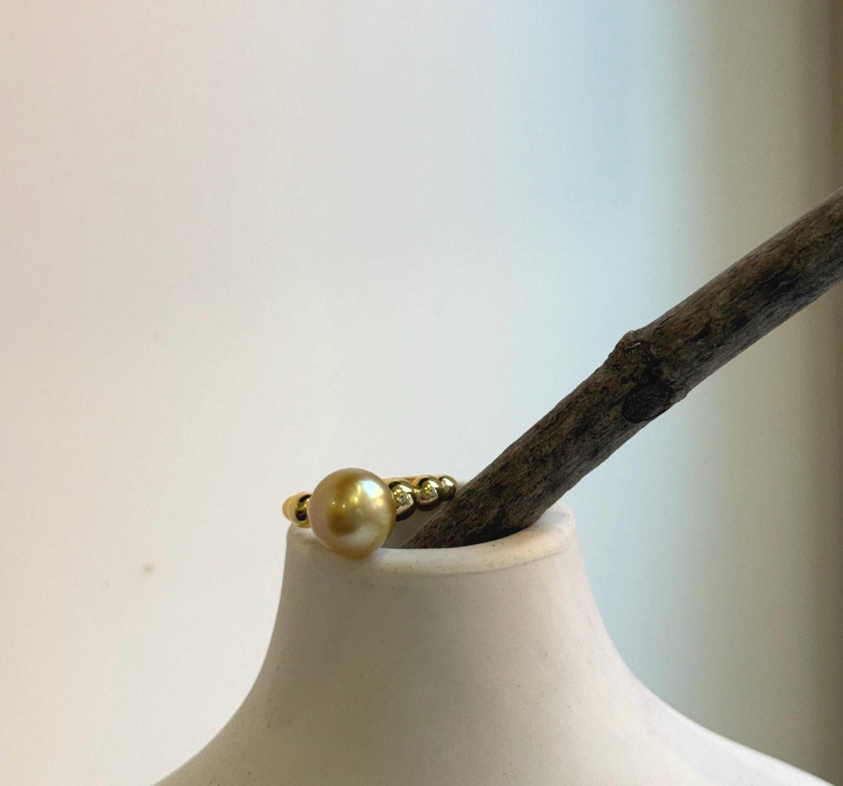 Elly’s 10mm South sea deep Tea gold ocean pearl Ring: Extreme luster, S925 silver with gold plated adjustable minimalist Ring. high quality golden pearl ring for her