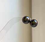 Elly’s Tahitian ocean pearls S925 silver minimalist earrings. high quality black pearl earrings for her daily office wear