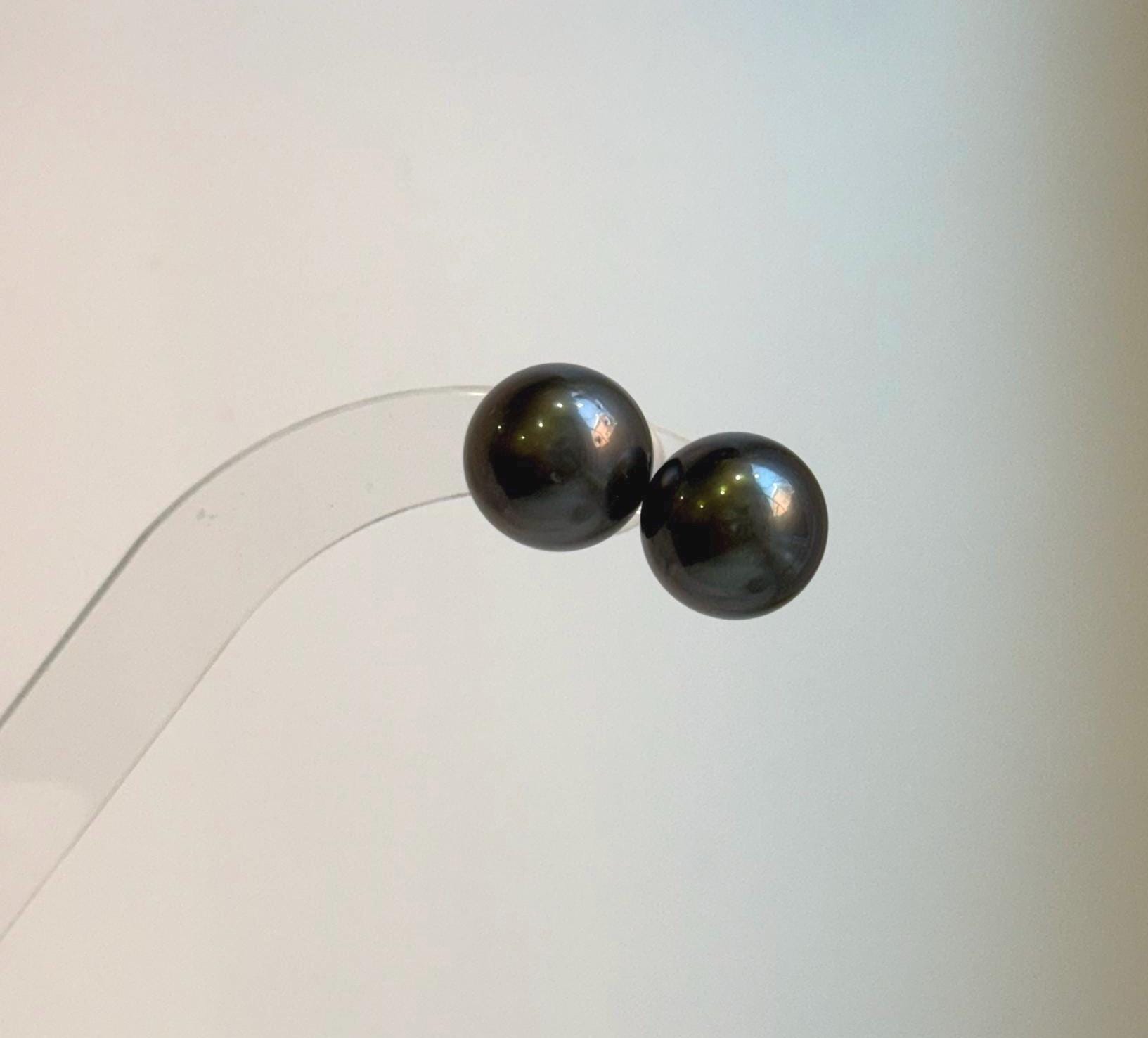 Elly’s Tahitian ocean pearls S925 silver minimalist earrings. high quality black pearl earrings for her