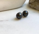 Elly’s Tahitian ocean pearls S925 silver minimalist earrings. high quality black pearl earrings for her