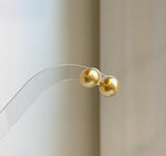 Elly’s 9.7mm Genius natural South sea Deep Tea Gold ocean Pearls Earrings studs: Extreme luster, S925 silver minimalist earrings studs. high quality golden ocean pearl earrings studs for her