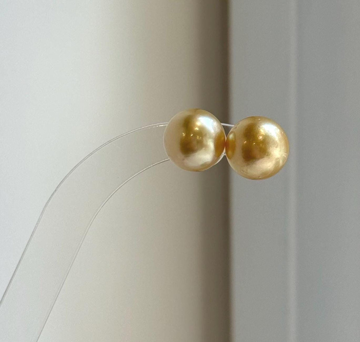 Elly’s 11.9mm Genius natural South sea Deep Tea Gold ocean Pearls Earrings studs: Extreme luster, S925 silver minimalist earrings studs.