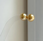 Elly’s 11.9mm Genius natural South sea Deep Tea Gold ocean Pearls Earrings studs: Extreme luster, S925 silver minimalist earrings studs.