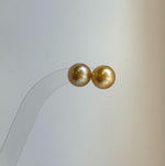 Elly’s 11.9mm Genius natural South sea Deep Tea Gold ocean Pearls Earrings studs: Extreme luster, S925 silver minimalist earrings studs.