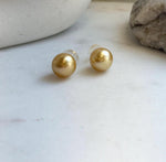 Elly’s 11.9mm Genius natural South sea Deep Tea Gold ocean Pearls Earrings studs: Extreme luster, S925 silver minimalist earrings studs.