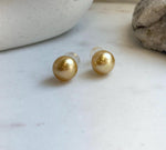 Elly’s 11.9mm Genius natural South sea Deep Tea Gold ocean Pearls Earrings studs: Extreme luster, S925 silver minimalist earrings studs.