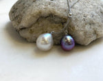 Elly’s 11.6-13.2mm Genius White purple Edison pearls Pendant Necklace: Extreme luster mirrored, to 20”, s925 silver necklace set. gift for her