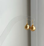 Elly’s South sea deep tea gold ocean pearl High heel earrings hooks: Extreme luster, S925 silver with gold plated minimalist earrings. daily office golden pearl earrings for her holiday