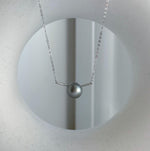 Elly’s 10.2mm Tahitian Ocean Pearl Silver platinum pearl pendant, S925 silver chain set.