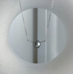 Elly’s 10.2mm Tahitian Ocean Pearl Silver platinum pearl pendant, S925 silver chain set.