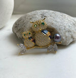 Elly’s Edison Pearl Owl Brooch pendant 2in1: Extreme luster mirrored, 10.2mm