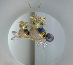 Elly’s Edison Pearl Owl Brooch pendant 2in1: Extreme luster mirrored, 10.2mm