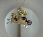 Elly’s Edison Pearl Owl Brooch pendant 2in1: Extreme luster mirrored, 10.2mm