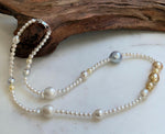 Elly’s Multicolor ocean white Freshwater pearls necklace:Extreme luster mirrored, 22.2”, S925 silver necklace strand.daily office multicolor ocean pearls necklace strand for her