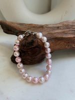 Elly’s Bracelet Pale pink Pearls: Extreme luster mirrored, 8.3-9.1mm, S925 silver clips Bracelet, different sizes. daily office pearl bracelet for her