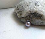 Elly’s 10.3mm Edison Rose Mauve Pearl Pendant: Extreme luster, 1.4cm high, s925 silver minimalist pendant necklace set. high quality rose pearl pendant for her birthday