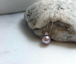 Elly’s 10.3mm Edison Rose Mauve Pearl Pendant: Extreme luster, 1.4cm high, s925 silver minimalist pendant necklace set. high quality rose pearl pendant for her holiday