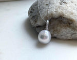 Elly’s 13.2mm Edison White Pearl Pendant: Extreme luster, 2.3cm high, s925 silver minimalist pendant necklace set.