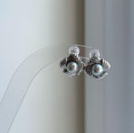 Elly’s 5.9mm Akoya ocean Natural Blue silver pearls earings: Extreme luster mirrored, s925 silver cool earrings studs.