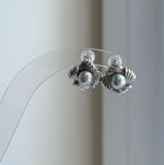 Elly’s 5.9mm Akoya ocean Natural Blue silver pearls earings: Extreme luster mirrored, s925 silver cool earrings studs.