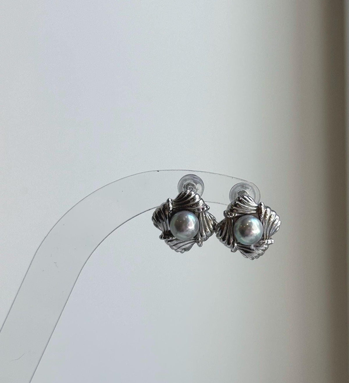 Elly’s 5.9mm Akoya ocean Natural Blue silver pearls earings: Extreme luster mirrored, s925 silver cool earrings studs.