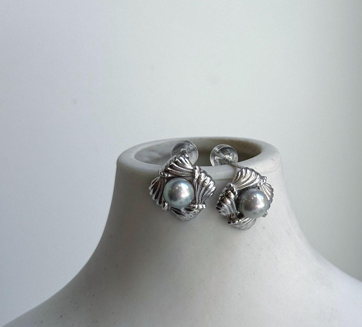 Elly’s 5.9mm Akoya ocean Natural Blue silver pearls earings: Extreme luster mirrored, s925 silver cool earrings studs.