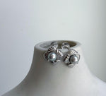 Elly’s 5.9mm Akoya ocean Natural Blue silver pearls earings: Extreme luster mirrored, s925 silver cool earrings studs.