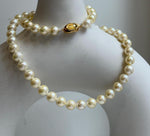 Elly’s 57pcs Akoya Golden ocean pearls necklace:Extreme luster mirrored, knotted 18”, S925 silver necklace strand. high quality golden ocean pearls necklace strand for her daily office wear Mother’s Day