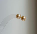 Elly’s 9.6mm Genius South sea Champagne Gold ocean Pearls Earrings studs: Extreme luster, S925 silver minimalist earrings studs. daily office golden ocean pearls earrings studs for her Mother’s Day gift